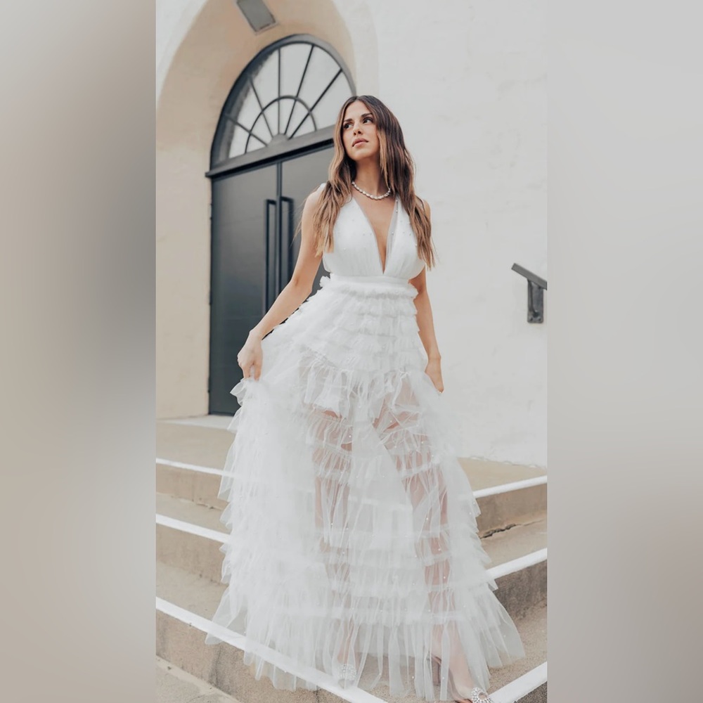 Untamed Petals Baroness Pearl Bridal Ruffle Gown